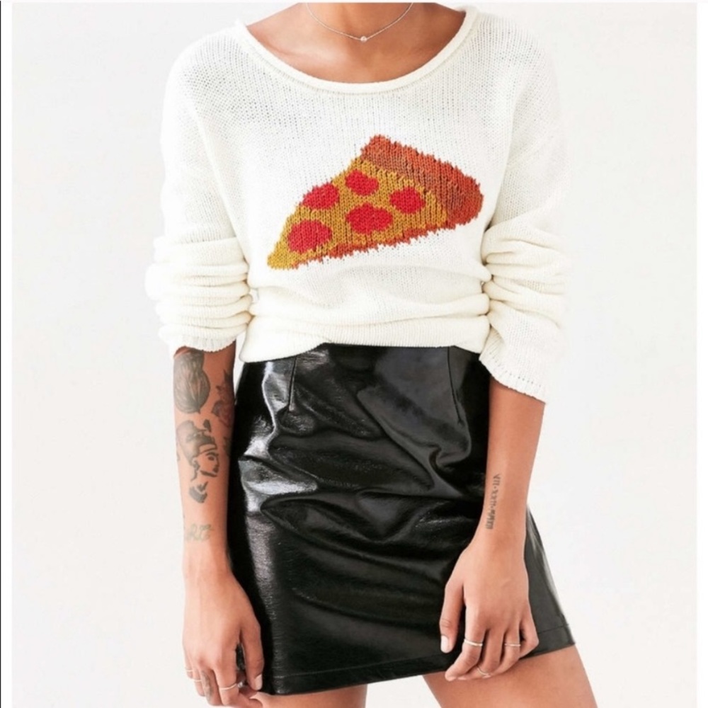 Urban Outfitters BDG Pizza Pullover Sweater Cream